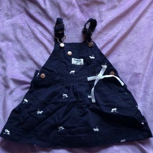 OshKosh girls overall dress with whale embroidery